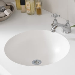 Corian Solid Surface Matt White 12mm Custom Vanity Top with Single Round Bowl