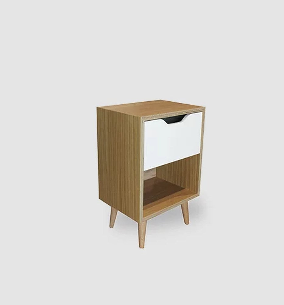 Boxed Oak 1 Drawer Daniels Retro Bedside