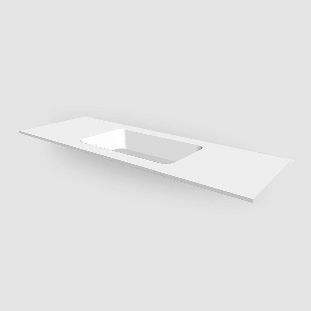 Corian Solid Surface Matt White 12mm Custom Vanity Top with Single Rectangular Bowl