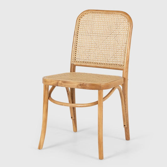 Ex Display Model - Woven Rattan Dining Chair - Oak