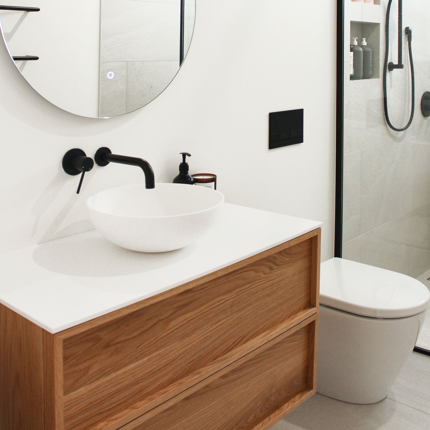 Corian Solid Surface Matt White 12mm Custom Vanity Top with Double Rectangular Bowls