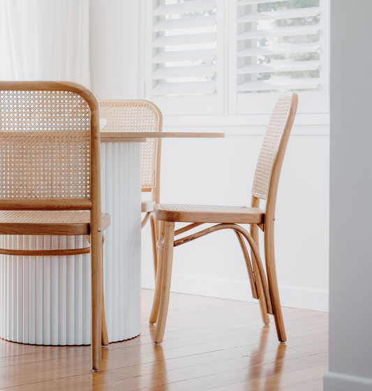 Ex Display Model - Woven Rattan Dining Chair - Oak