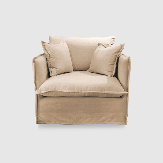 SHOWROOM MODEL - Byron Slip Cover Sofa - 1 Seater - Chambray Mushroom