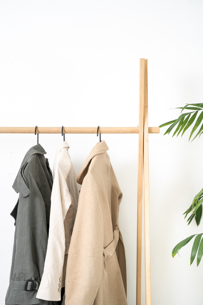 Wooden Clothes Rack - Solid Oak